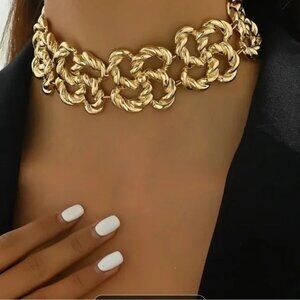 Zara Chunky Gold Chain Choker With Gift Box 🎁